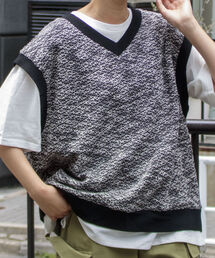 GLOSTER | 【GLOSTER/グロスター】バーズアイVネックニットベスト(ベスト)