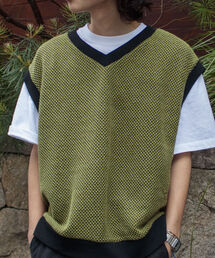 GLOSTER | 【GLOSTER/グロスター】バーズアイVネックニットベスト(ベスト)