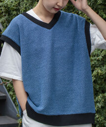 GLOSTER | 【GLOSTER/グロスター】バーズアイVネックニットベスト(ベスト)
