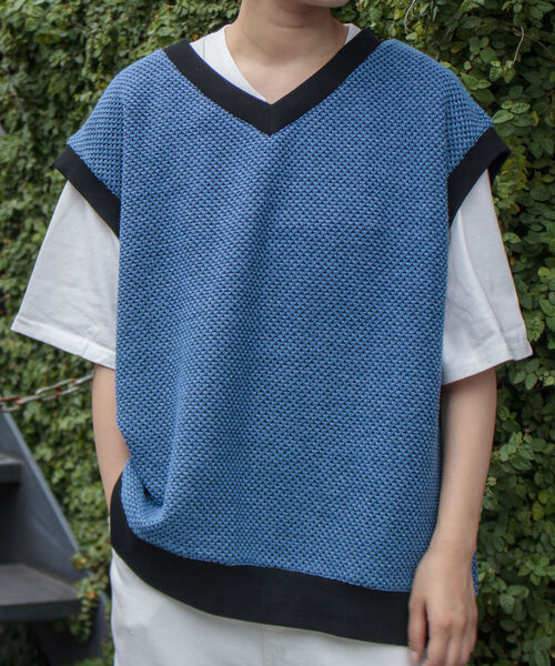 GLOSTER（グロスター）の「【GLOSTER/グロスター】バーズアイVネックニットベスト（ベスト・メンズ・ブラック系その他/ブルー系その他/グリーン系その他・MEDIUM/LARGE）」の10枚目の写真