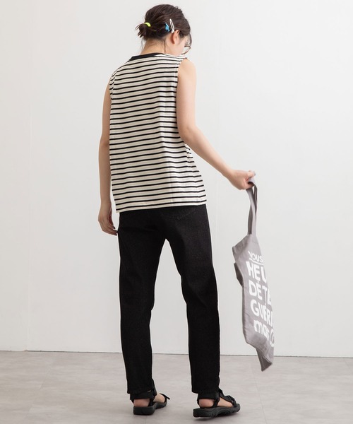 POU DOU DOU（プードゥドゥ）の「クラシックパターンノースリーブトップス（Tシャツ/カットソー・レディース・ブラック/オフホワイト/スミクロ・3）」の10枚目の写真