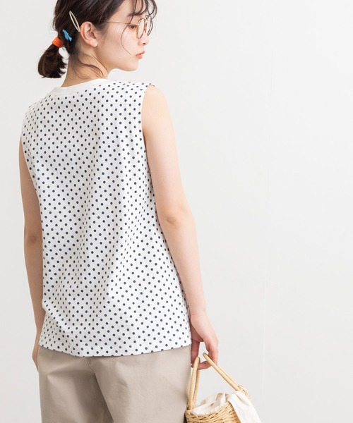 POU DOU DOU（プードゥドゥ）の「クラシックパターンノースリーブトップス（Tシャツ/カットソー・レディース・ブラック/オフホワイト/スミクロ・3）」の12枚目の写真