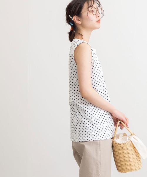 POU DOU DOU（プードゥドゥ）の「クラシックパターンノースリーブトップス（Tシャツ/カットソー・レディース・ブラック/オフホワイト/スミクロ・3）」の13枚目の写真