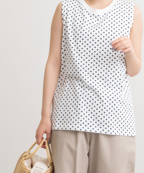 POU DOU DOU（プードゥドゥ）の「クラシックパターンノースリーブトップス（Tシャツ/カットソー・レディース・ブラック/オフホワイト/スミクロ・3）」の15枚目の写真