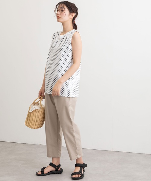 POU DOU DOU（プードゥドゥ）の「クラシックパターンノースリーブトップス（Tシャツ/カットソー・レディース・ブラック/オフホワイト/スミクロ・3）」の16枚目の写真