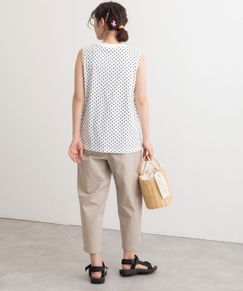 POU DOU DOU（プードゥドゥ）の「クラシックパターンノースリーブトップス（Tシャツ/カットソー・レディース・ブラック/オフホワイト/スミクロ・3）」の17枚目の写真