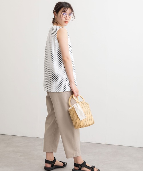 POU DOU DOU（プードゥドゥ）の「クラシックパターンノースリーブトップス（Tシャツ/カットソー・レディース・ブラック/オフホワイト/スミクロ・3）」の18枚目の写真