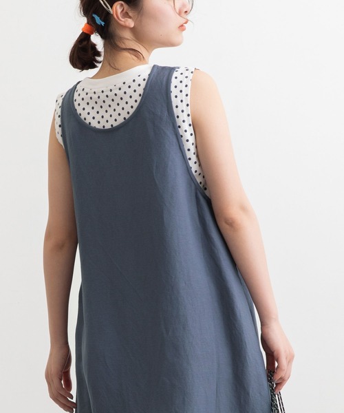 POU DOU DOU（プードゥドゥ）の「クラシックパターンノースリーブトップス（Tシャツ/カットソー・レディース・ブラック/オフホワイト/スミクロ・3）」の19枚目の写真