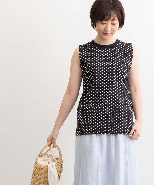 POU DOU DOU（プードゥドゥ）の「クラシックパターンノースリーブトップス（Tシャツ/カットソー・レディース・ブラック/オフホワイト/スミクロ・3）」の22枚目の写真