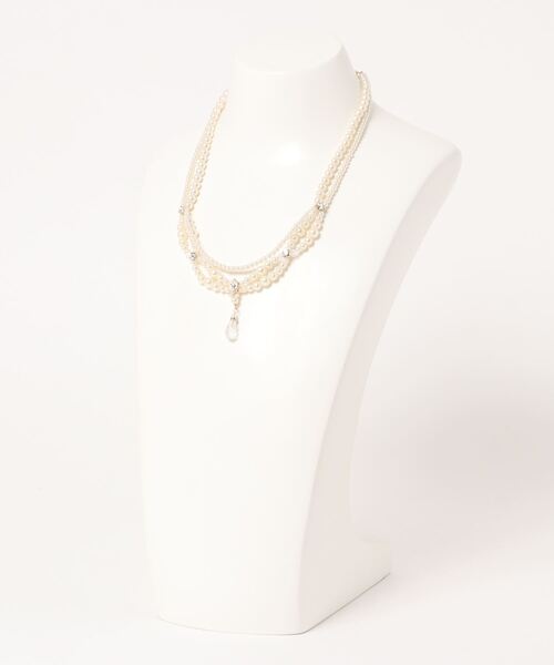 Cupid Heart（キューピッドハート）の「【Cupid Heart】結婚式アクセ！3連パール１粒ネックレス（ネックレス・レディース・ホワイト・MEDIUM）」の4枚目の写真