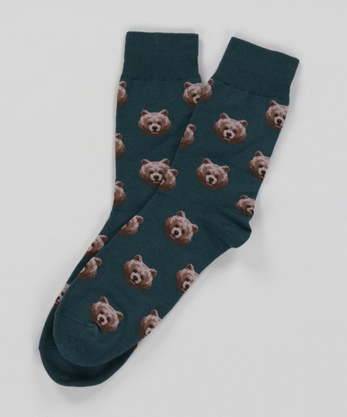 SPINNS(スピンズ)の「アニマル総柄 クルーソックス(ソックス/靴下・メンズ・ブラック/ブラウン/グリーン・ONESIZE)」の3枚目の写真