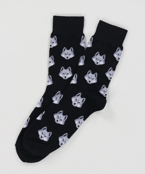 SPINNS(スピンズ)の「アニマル総柄 クルーソックス(ソックス/靴下・メンズ・ブラック/ブラウン/グリーン・ONESIZE)」の2枚目の写真