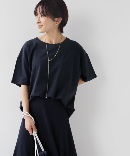 JOURNAL STANDARD relume(ジャーナルスタンダード レリューム)の「■ハイツイストコットンハーフスリーブ(Tシャツ/カットソー・レディース・ネイビー/ホワイト/ベージュ/オレンジ・FREE)」の3枚目の写真