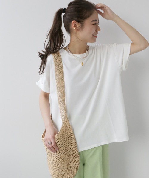 JOURNAL STANDARD relume(ジャーナルスタンダード レリューム)の「■ハイツイストコットンハーフスリーブ(Tシャツ/カットソー・レディース・ネイビー/ホワイト/ベージュ/オレンジ・FREE)」の1枚目の写真