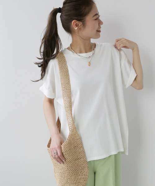 JOURNAL STANDARD relume(ジャーナルスタンダード レリューム)の「■ハイツイストコットンハーフスリーブ(Tシャツ/カットソー・レディース・ネイビー/ホワイト/ベージュ/オレンジ・FREE)」の9枚目の写真