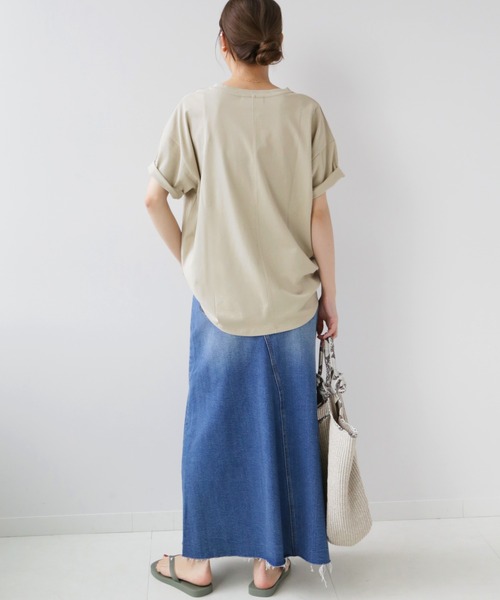 JOURNAL STANDARD relume(ジャーナルスタンダード レリューム)の「■ハイツイストコットンハーフスリーブ(Tシャツ/カットソー・レディース・ネイビー/ホワイト/ベージュ/オレンジ・FREE)」の16枚目の写真