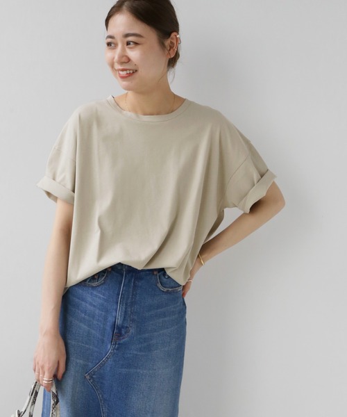 JOURNAL STANDARD relume(ジャーナルスタンダード レリューム)の「■ハイツイストコットンハーフスリーブ(Tシャツ/カットソー・レディース・ネイビー/ホワイト/ベージュ/オレンジ・FREE)」の17枚目の写真