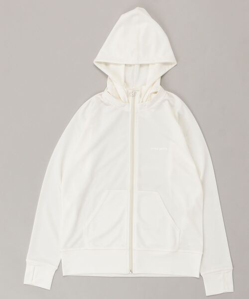 Ocean Pacific（オーシャンパシフィック）の「OP/オーピー   ルーズシルエット/無地ワンポイントロゴ/長袖ラッシュガード/フルジップパーカーラッシュガード  522485（ラッシュガード・レディース・ホワイト/グレー/グリーン・XL/M/L）」の2枚目の写真