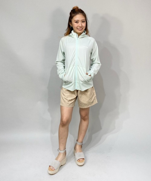 Ocean Pacific（オーシャンパシフィック）の「OP/オーピー   ルーズシルエット/無地ワンポイントロゴ/長袖ラッシュガード/フルジップパーカーラッシュガード  522485（ラッシュガード・レディース・ホワイト/グレー/グリーン・XL/M/L）」の12枚目の写真