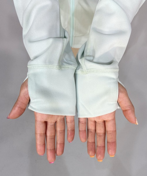 Ocean Pacific（オーシャンパシフィック）の「OP/オーピー   ルーズシルエット/無地ワンポイントロゴ/長袖ラッシュガード/フルジップパーカーラッシュガード  522485（ラッシュガード・レディース・ホワイト/グレー/グリーン・XL/M/L）」の11枚目の写真