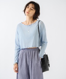 ショート丈シースルーメロートップス