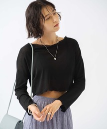 ショート丈シースルーメロートップス