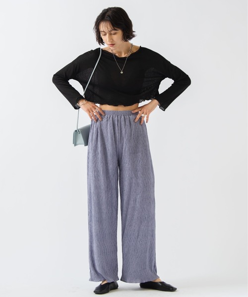 HANNE(アン)の「ショート丈シースルーメロートップス(Tシャツ/カットソー・レディース・ブラック/ブルー/イエロー/ピンク・フリー)」の14枚目の写真