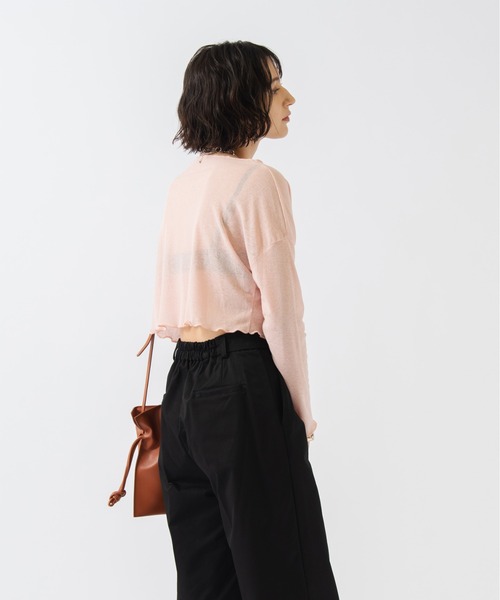 HANNE(アン)の「ショート丈シースルーメロートップス(Tシャツ/カットソー・レディース・ブラック/ブルー/イエロー/ピンク・フリー)」の5枚目の写真