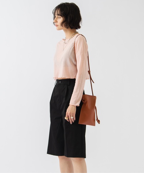 HANNE(アン)の「ショート丈シースルーメロートップス(Tシャツ/カットソー・レディース・ブラック/ブルー/イエロー/ピンク・フリー)」の15枚目の写真