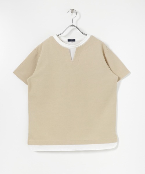 ITEMS URBANRESEARCH（アイテムズ アーバンリサーチ）の「フェイクレイヤード キーネックTシャツ（Tシャツ/カットソー・メンズ・ブルー/グリーン/アイボリー/ブラック・MEDIUM/LARGE）」の17枚目の写真