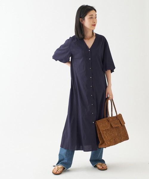 journal standard L'essage(ジャーナルスタンダードレサージュ)の「CANGIOLIストライプ/タイプライターワンピース(ワンピース・レディース・ネイビー/パープル系その他・FREE)」の19枚目の写真