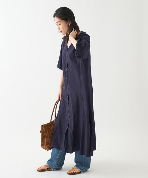 journal standard L'essage(ジャーナルスタンダードレサージュ)の「CANGIOLIストライプ/タイプライターワンピース(ワンピース・レディース・ネイビー/パープル系その他・FREE)」の20枚目の写真