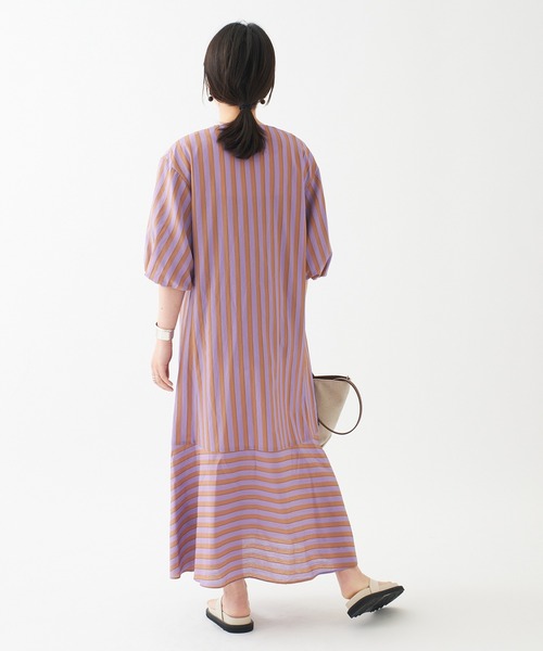 journal standard L'essage(ジャーナルスタンダードレサージュ)の「CANGIOLIストライプ/タイプライターワンピース(ワンピース・レディース・ネイビー/パープル系その他・FREE)」の6枚目の写真