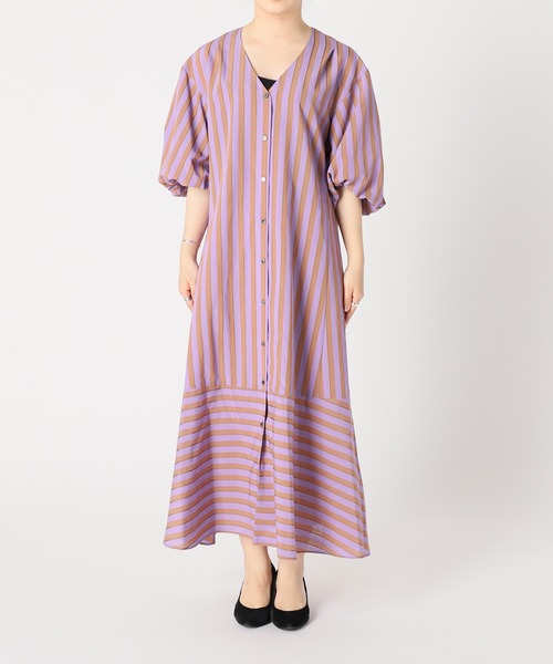 journal standard L'essage(ジャーナルスタンダードレサージュ)の「CANGIOLIストライプ/タイプライターワンピース(ワンピース・レディース・ネイビー/パープル系その他・FREE)」の16枚目の写真