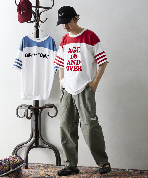 JOURNAL STANDARD relume（ジャーナルスタンダード　レリューム）の「FOOTBALL プリントTシャツ（Tシャツ/カットソー・メンズ・ブラック系その他2/ブラック系その他/ボルドー/グリーン/ブルー/レッド/ネイビー/ブラック・LARGE/MEDIUM）」の20枚目の写真