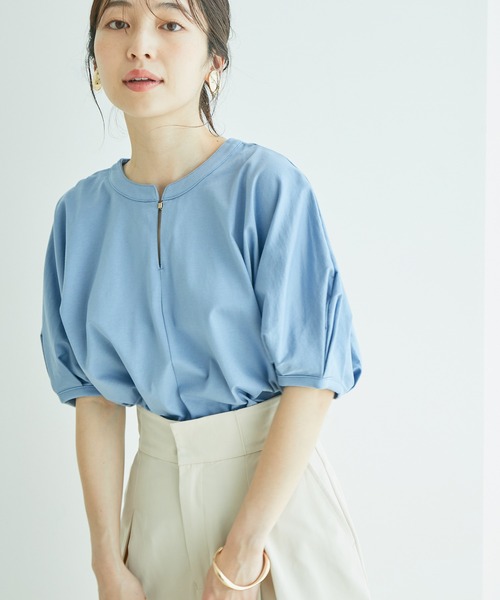 VIS（ビス）の「シルケット天竺ドルマンパフスリーブトップス（Tシャツ/カットソー・レディース・ホワイト/ブラック/ピンク/ブルー系その他4・FREE）」の3枚目の写真