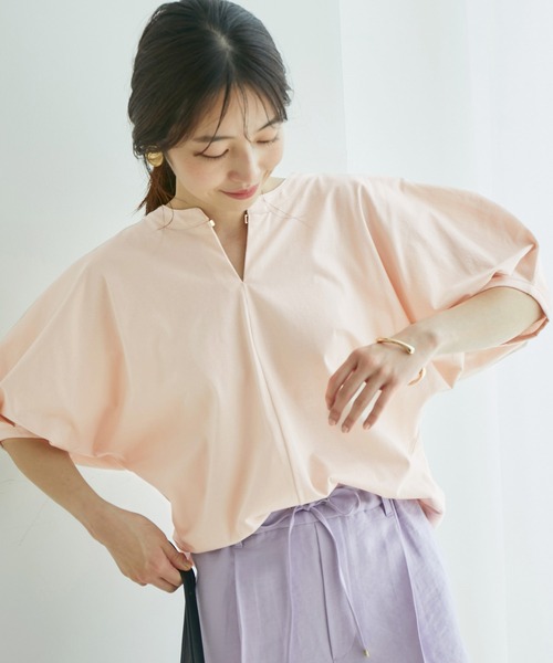 VIS（ビス）の「シルケット天竺ドルマンパフスリーブトップス（Tシャツ/カットソー・レディース・ホワイト/ブラック/ピンク/ブルー系その他4・FREE）」の13枚目の写真