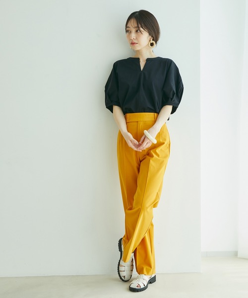 VIS（ビス）の「シルケット天竺ドルマンパフスリーブトップス（Tシャツ/カットソー・レディース・ホワイト/ブラック/ピンク/ブルー系その他4・FREE）」の7枚目の写真