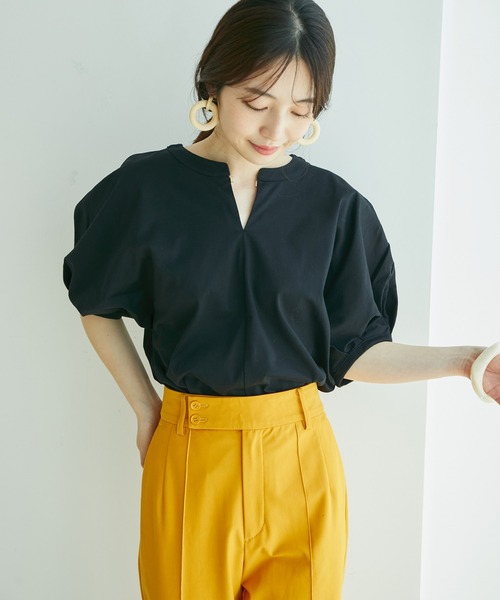 VIS（ビス）の「シルケット天竺ドルマンパフスリーブトップス（Tシャツ/カットソー・レディース・ホワイト/ブラック/ピンク/ブルー系その他4・FREE）」の21枚目の写真