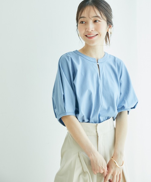 VIS（ビス）の「シルケット天竺ドルマンパフスリーブトップス（Tシャツ/カットソー・レディース・ホワイト/ブラック/ピンク/ブルー系その他4・FREE）」の5枚目の写真