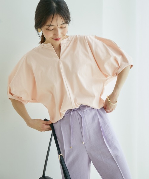 VIS（ビス）の「シルケット天竺ドルマンパフスリーブトップス（Tシャツ/カットソー・レディース・ホワイト/ブラック/ピンク/ブルー系その他4・FREE）」の8枚目の写真