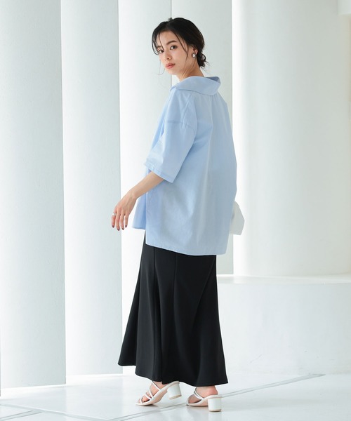 KOBE LETTUCE（コウベレタス）の「カラーハーフスリーブシャツ[C6283]（シャツ/ブラウス・レディース・サックスブルー/ブラック/ラベンダー/ホワイト・FREE）」の7枚目の写真