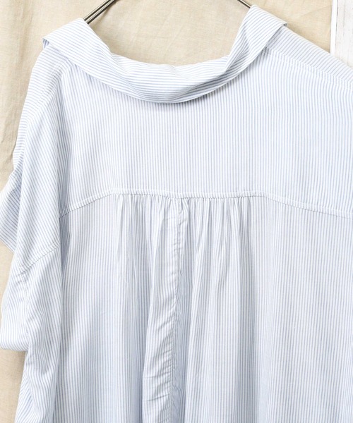 HONEYSUCKLE ROSE（ハニーサックルローズ）の「【HONEYSUCKLE ROSE】スキッパーシャツワンピース（シャツワンピース・レディース・ホワイト/ブルー・M/L）」の12枚目の写真