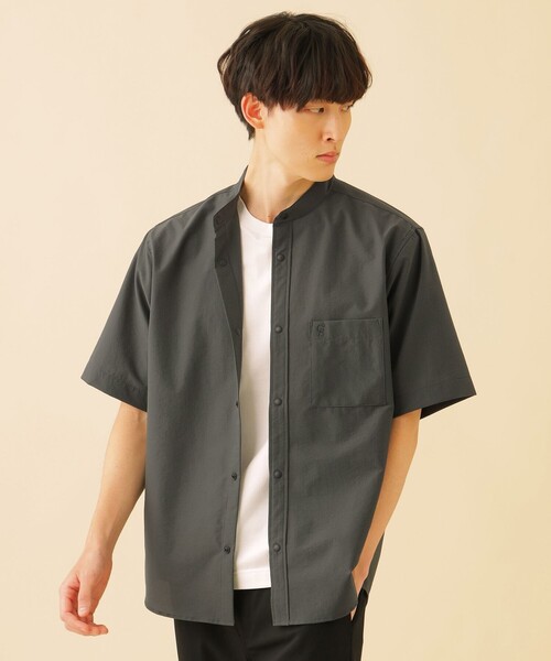 CB CRESTBRIDGE(シービークレストブリッジ)の「クールドッツスタンドカラーシャツ(シャツ/ブラウス・メンズ・ネイビー/ベージュ系その他/グレー系その他・M)」の1枚目の写真