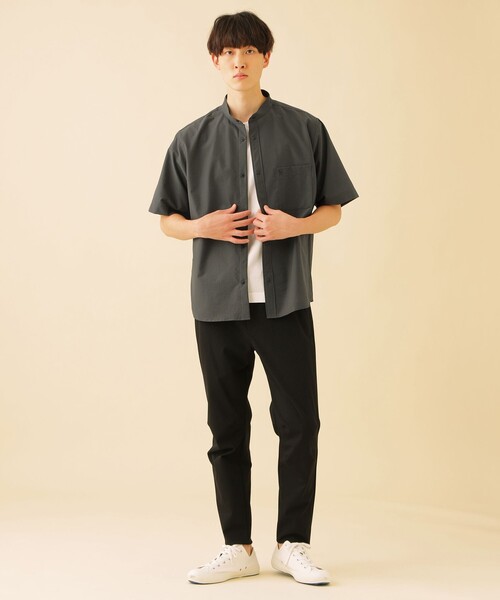 CB CRESTBRIDGE(シービークレストブリッジ)の「クールドッツスタンドカラーシャツ(シャツ/ブラウス・メンズ・ネイビー/ベージュ系その他/グレー系その他・M)」の4枚目の写真