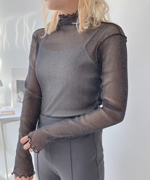 AS KNOW AS plus(アズノゥアズプラス)の「♪アソートシアー ハイネックトップス(Tシャツ/カットソー・レディース・ブラック/ダークグリーン/ブラウン/オフホワイト/アイボリー/ブラック系その他/ホワイト系その他/ベージュ系その他/ブラック系その他2/ボルドー/ホワイト系その他2/ライトブルー/ブラック系/ベージュ系/シルバー系3/ゴールド系3/ピンク系3/グレー系3/ホワイト系その他3/ホワイト系/ブラック系その他4/ベージュ系その他4・FREE)」の11枚目の写真