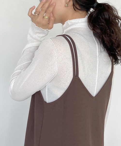 AS KNOW AS plus(アズノゥアズプラス)の「♪アソートシアー ハイネックトップス(Tシャツ/カットソー・レディース・ブラック/ダークグリーン/ブラウン/オフホワイト/アイボリー/ブラック系その他/ホワイト系その他/ベージュ系その他/ブラック系その他2/ボルドー/ホワイト系その他2/ライトブルー/ブラック系/ベージュ系/シルバー系3/ゴールド系3/ピンク系3/グレー系3/ホワイト系その他3/ホワイト系/ブラック系その他4/ベージュ系その他4・FREE)」の2枚目の写真