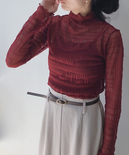 AS KNOW AS plus(アズノゥアズプラス)の「♪アソートシアー ハイネックトップス(Tシャツ/カットソー・レディース・ブラック/ダークグリーン/ブラウン/オフホワイト/アイボリー/ブラック系その他/ホワイト系その他/ベージュ系その他/ブラック系その他2/ボルドー/ホワイト系その他2/ライトブルー/ブラック系/ベージュ系/シルバー系3/ゴールド系3/ピンク系3/グレー系3/ホワイト系その他3/ホワイト系/ブラック系その他4/ベージュ系その他4・FREE)」の20枚目の写真