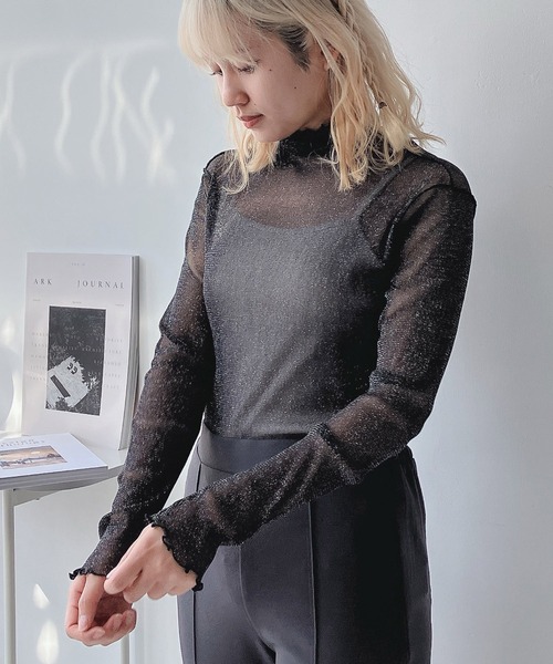 セール】♪アソートシアー ハイネックトップス（Tシャツ/カットソー