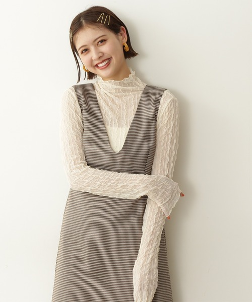 N.（N. Natural Beauty Basic）（エヌエヌナチュラルビューティーベーシック）の「【松井愛莉さん着用】◆チェックジャンパースカート（ジャンパースカート・レディース・グレー系その他/ブラウン系その他/ベージュ系その他・MEDIUM）」の4枚目の写真